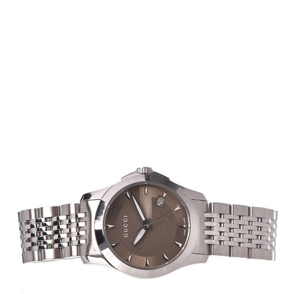 Gucci Stainless Steel 27mm G-Timeless Quartz Watch Brown 3 of 9