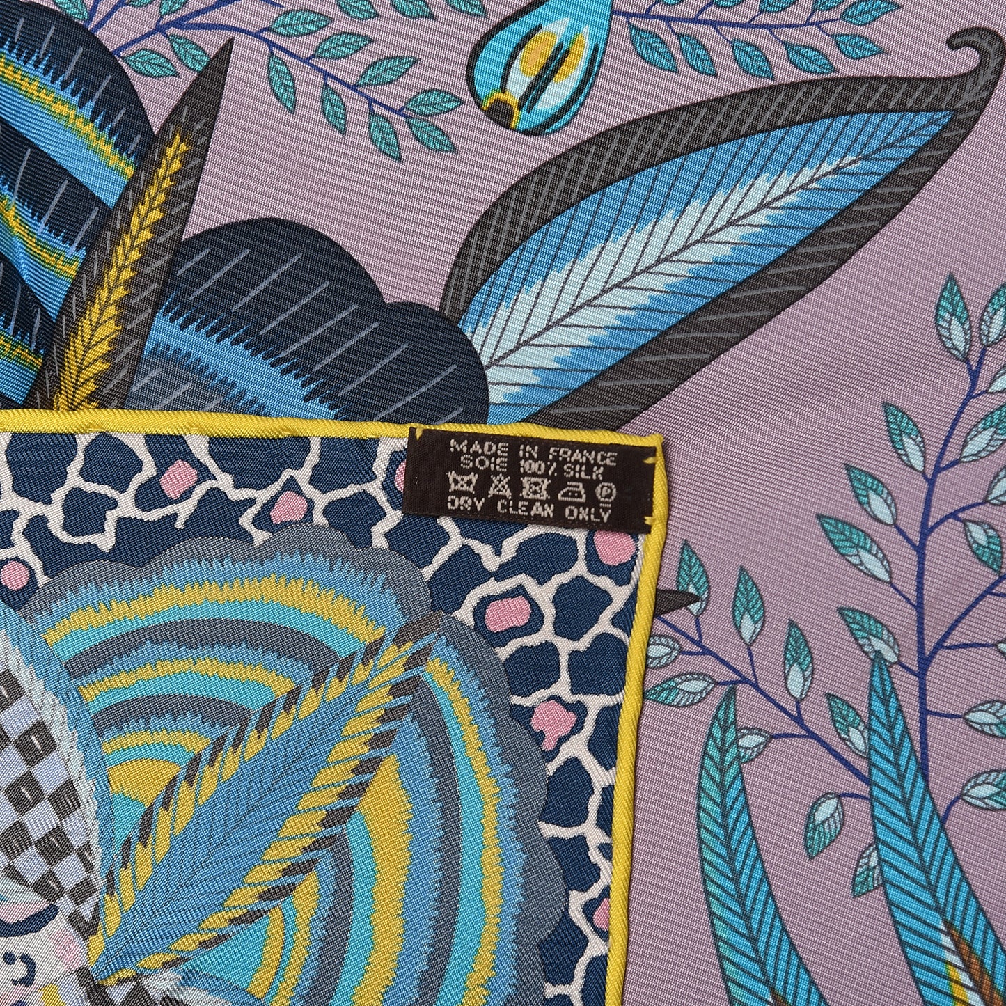 Silk Flowers of South Africa Scarf 90 Parme Turquoise Jaune