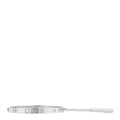 Cartier 18K White Gold 4 Diamond Love Bracelet 17 6 of 7