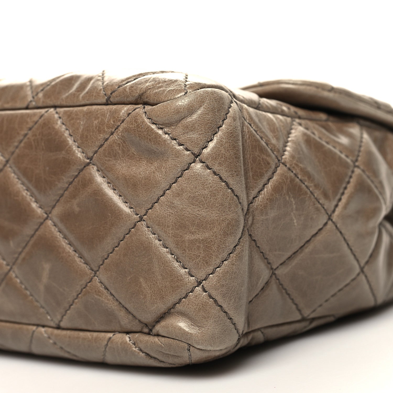 Chanel Glazed Calfskin Castle Rock Medium Flap Dark Beige 10 of 13