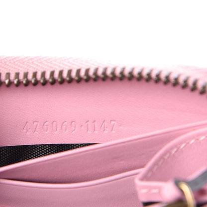 Gucci Calfskin Queen Margaret Zip Around Wallet Sugar Pink Hibiscus Red Mystic White 7 of 9