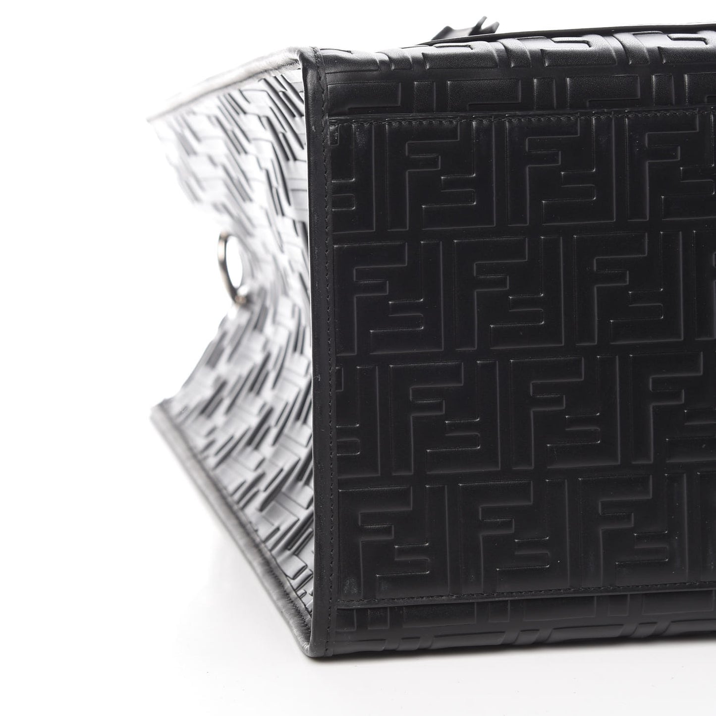Vitello Century Wicker FF 1974 Embossed Large Runaway Shopper Tote Black
