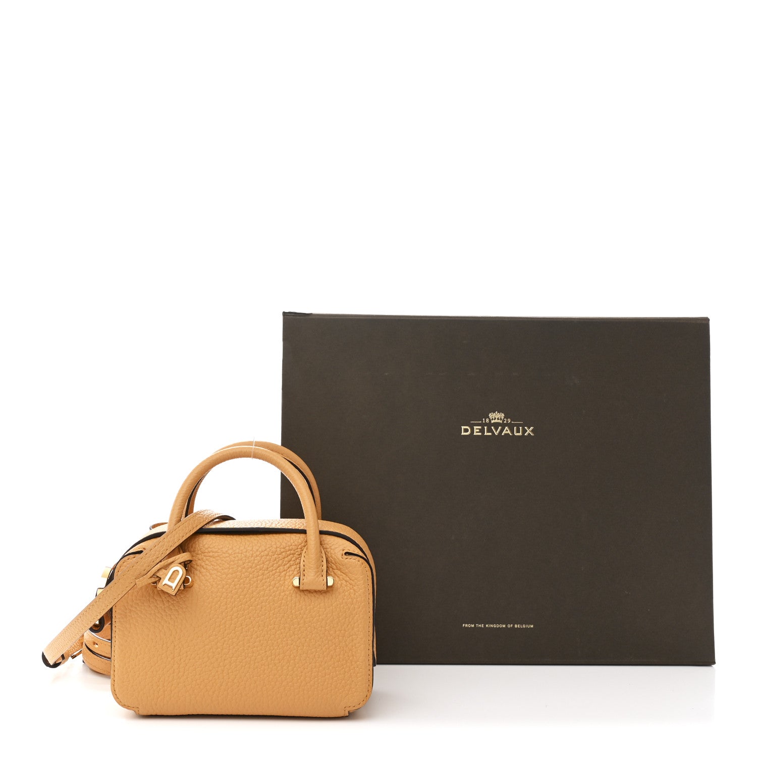 Delvaux Taurillon Soft Nano Cool Box Satchel Honey 1792466