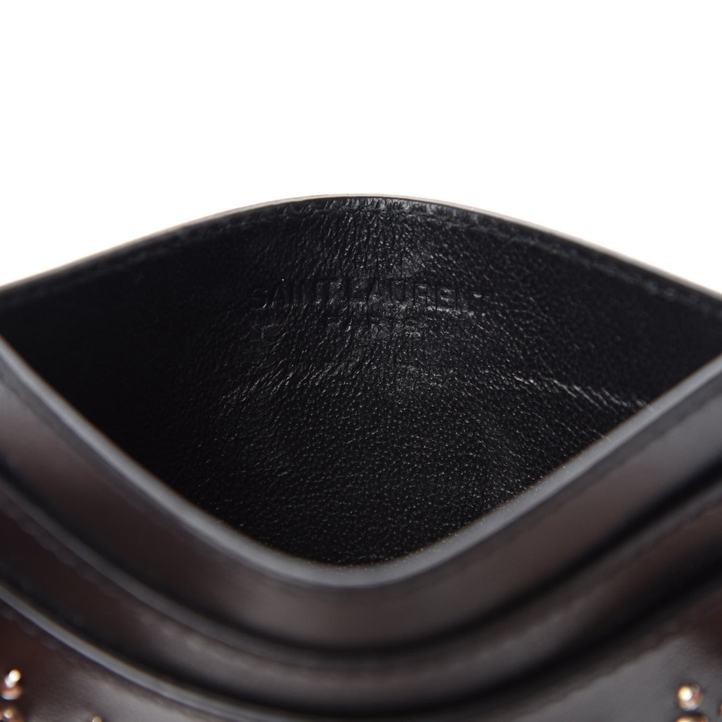 Calfskin Studded Credit Card Case Black