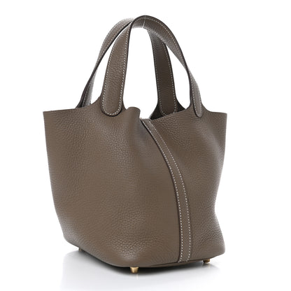 Hermes Taurillon Clemence Picotin Lock 18 PM Etoupe 2 of 4