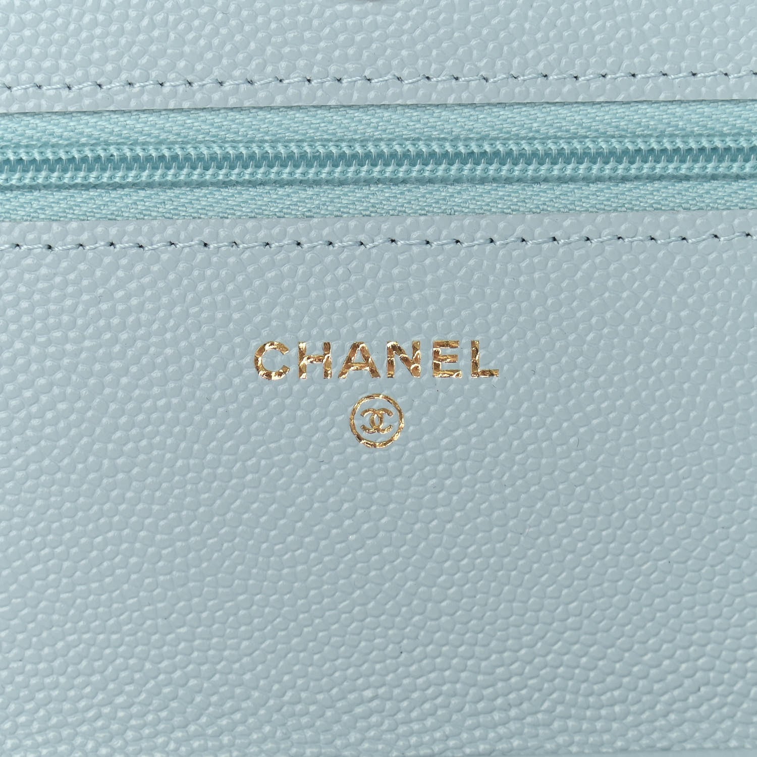 Chanel Caviar Quilted Wallet On Chain WOC Light Blue 5 of 9