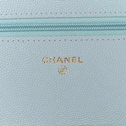 Chanel Caviar Quilted Wallet On Chain WOC Light Blue 5 of 9