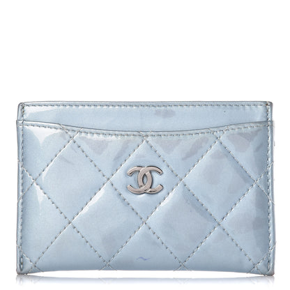 Chanel Patent Calfskin Quilted Card Holder Light Blue 1 of 17