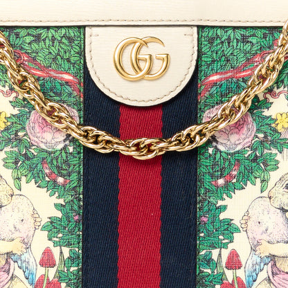 Gucci X YUKO HIGUCHI Canvas Calfskin GG Web Yuko Higuchi Print Small Ophidia Chain Shoulder Bag White 10 of 12