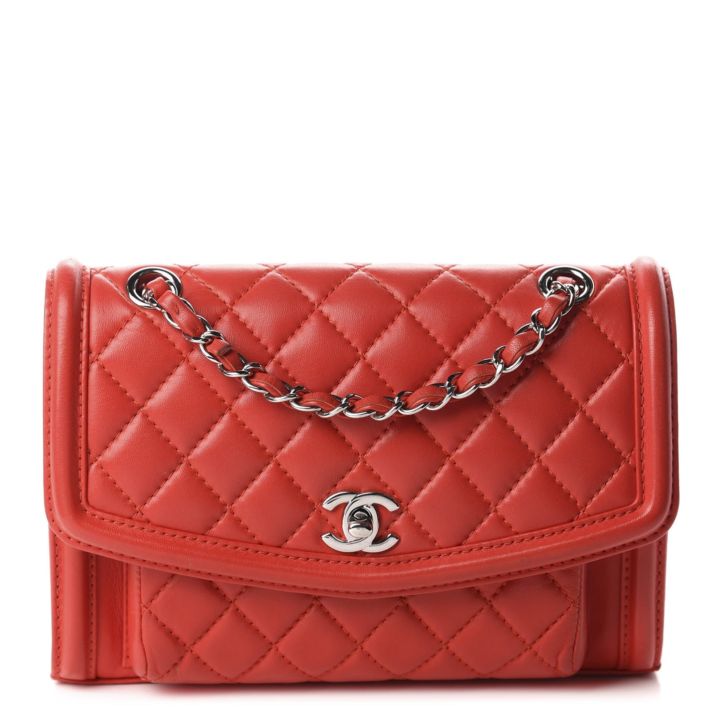 Lambskin Quilted Small Geometric Flap Red