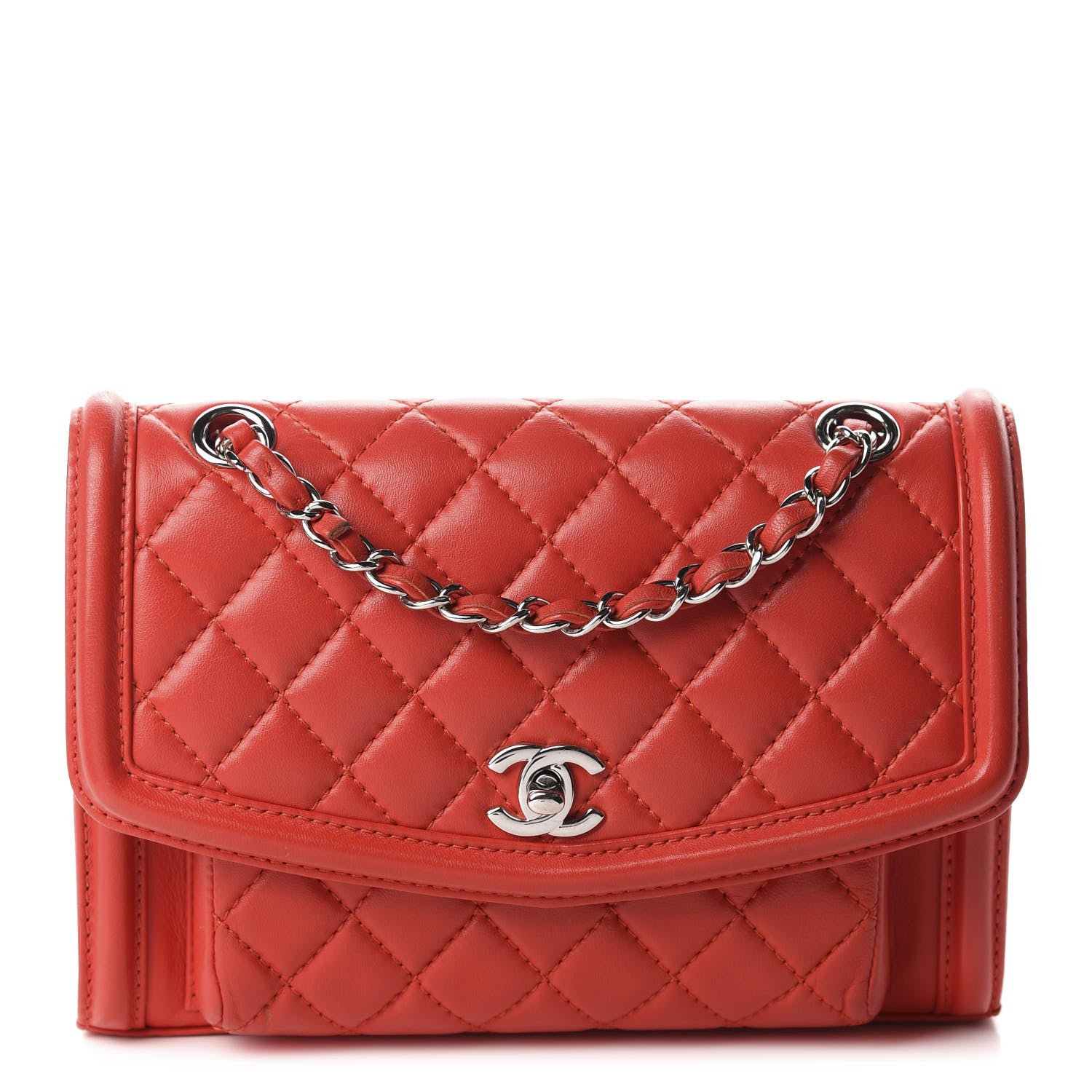 Chanel Lambskin Quilted Small Geometric Flap Red 1 of 9