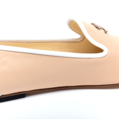 Chanel Fantasy Goatskin CC Mocassin Loafers 38 Beige White 8 of 9