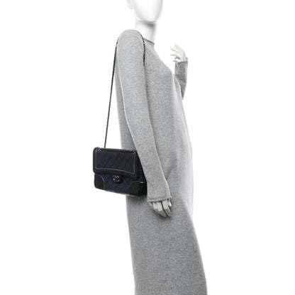 Chanel Calfskin Quilted Bi-Color Jumbo Flap Blue Black 2 of 11