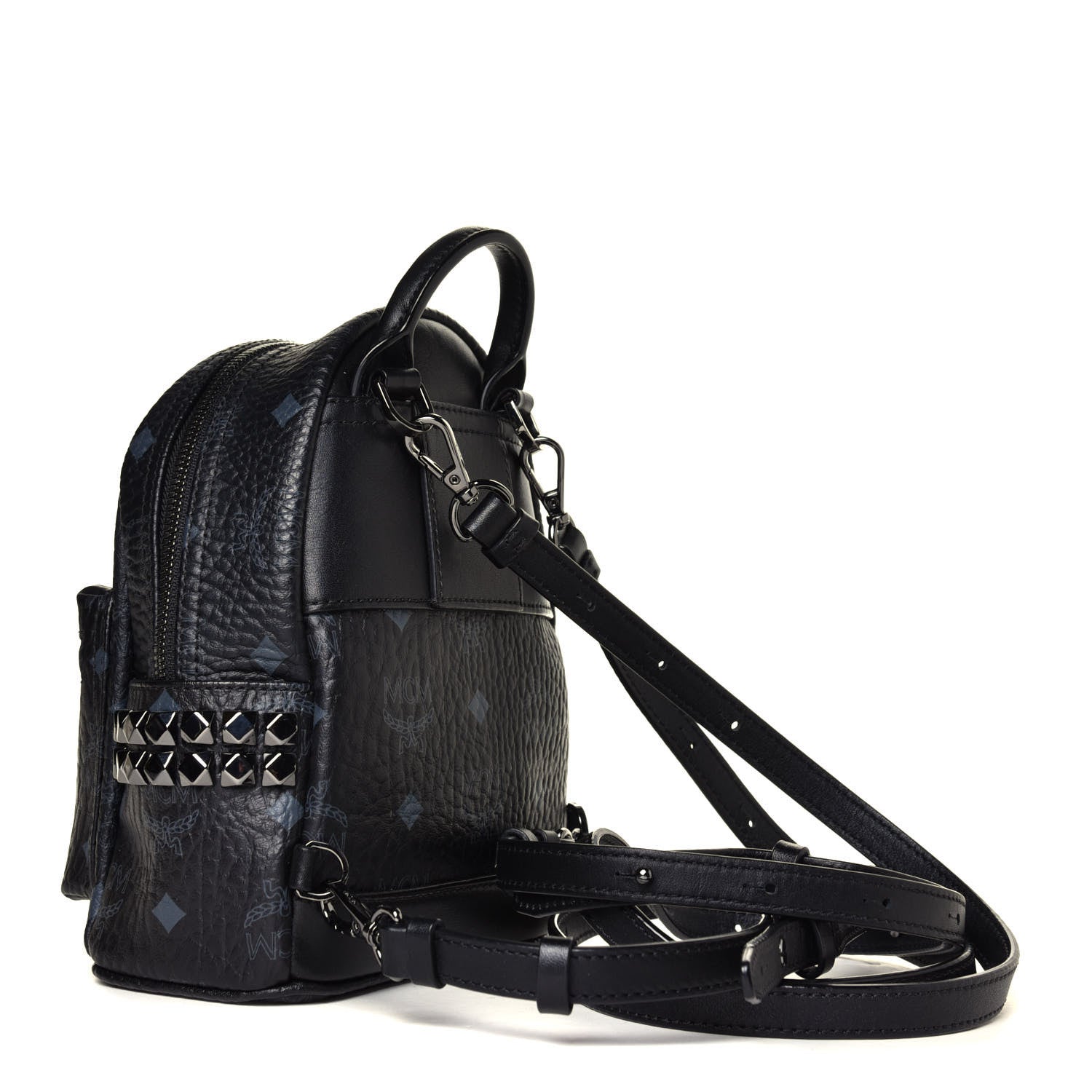 MCM Visetos Side Stud X-Mini Stark Bebe Boo Backpack Black 4 of 8