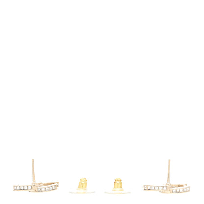 Chanel Metal Baguette Crystal CC Earrings Gold 3 of 5