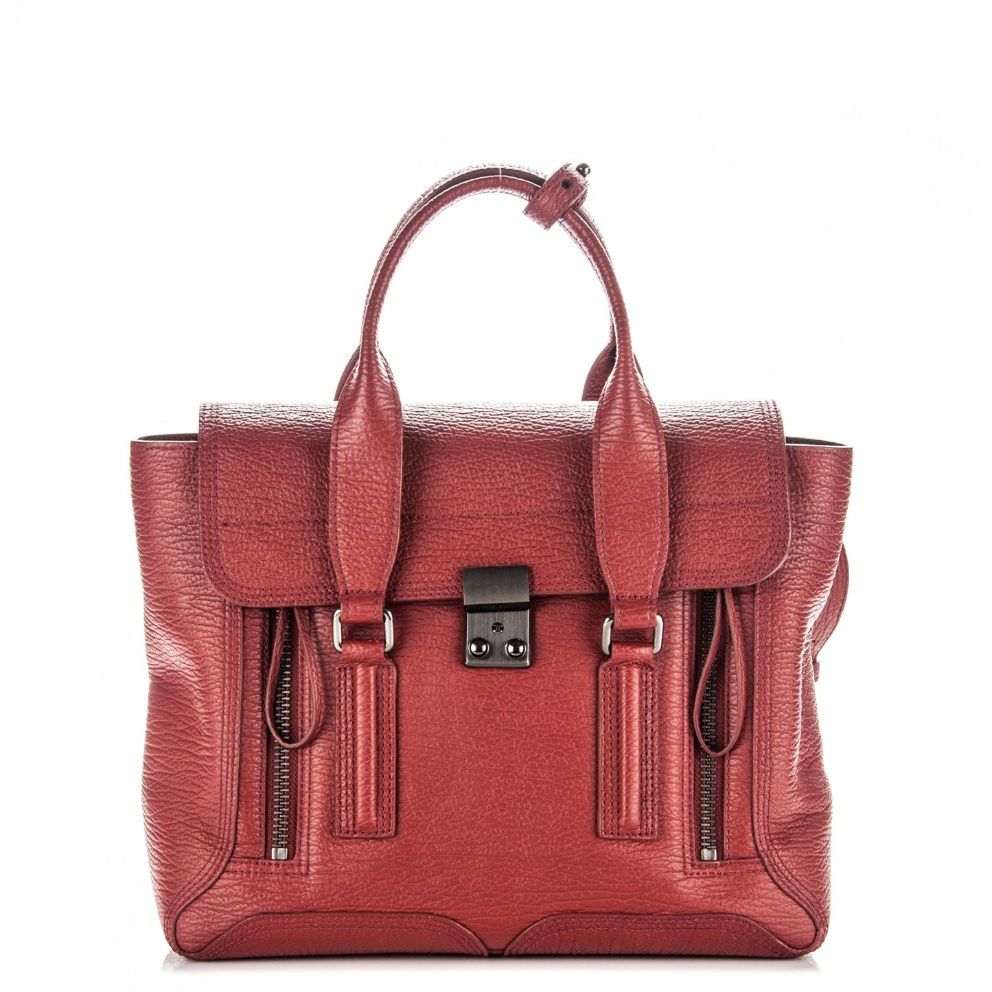 3.1 Textured Calfskin Medium Pashli Satchel Brick