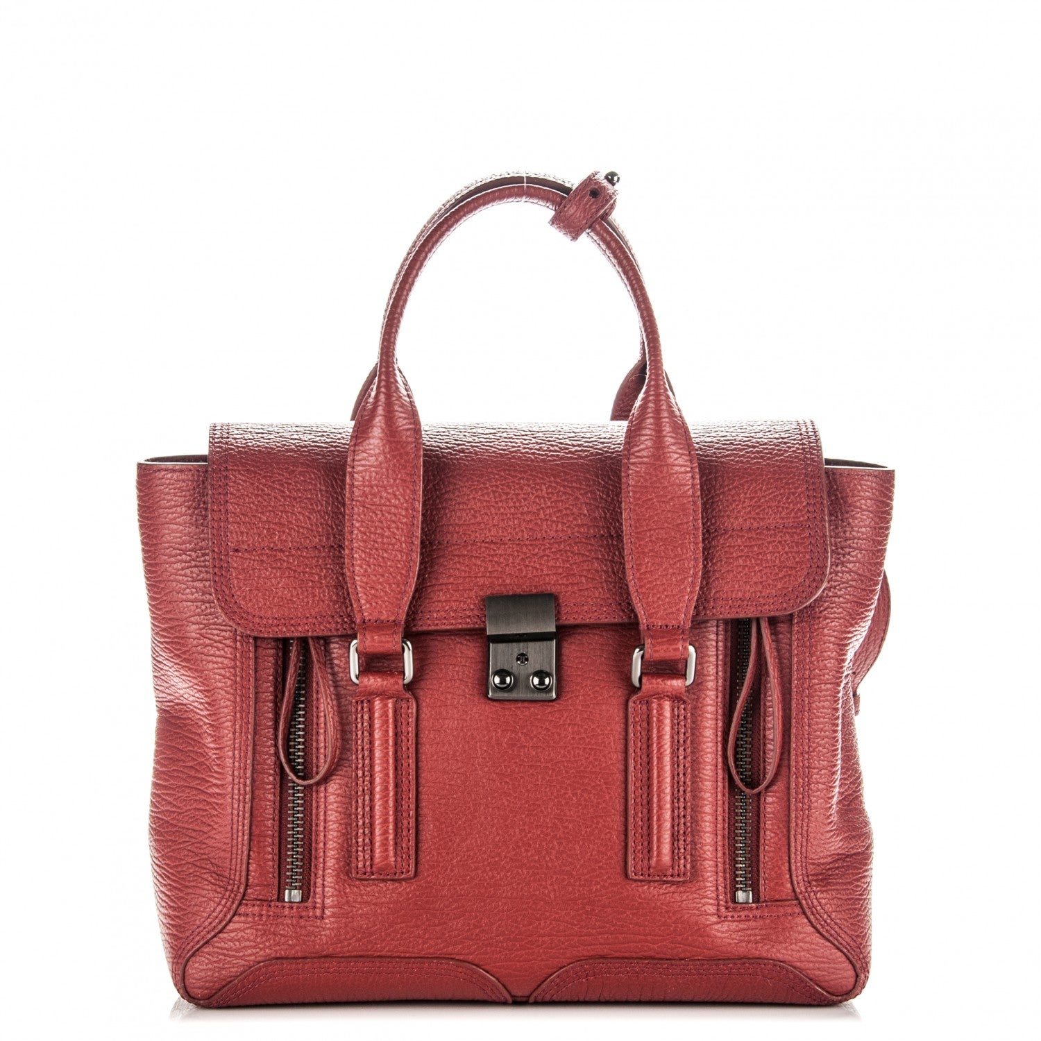 3.1 Phillip Lim 3.1 Textured Calfskin Medium Pashli Satchel Brick 1 of 7
