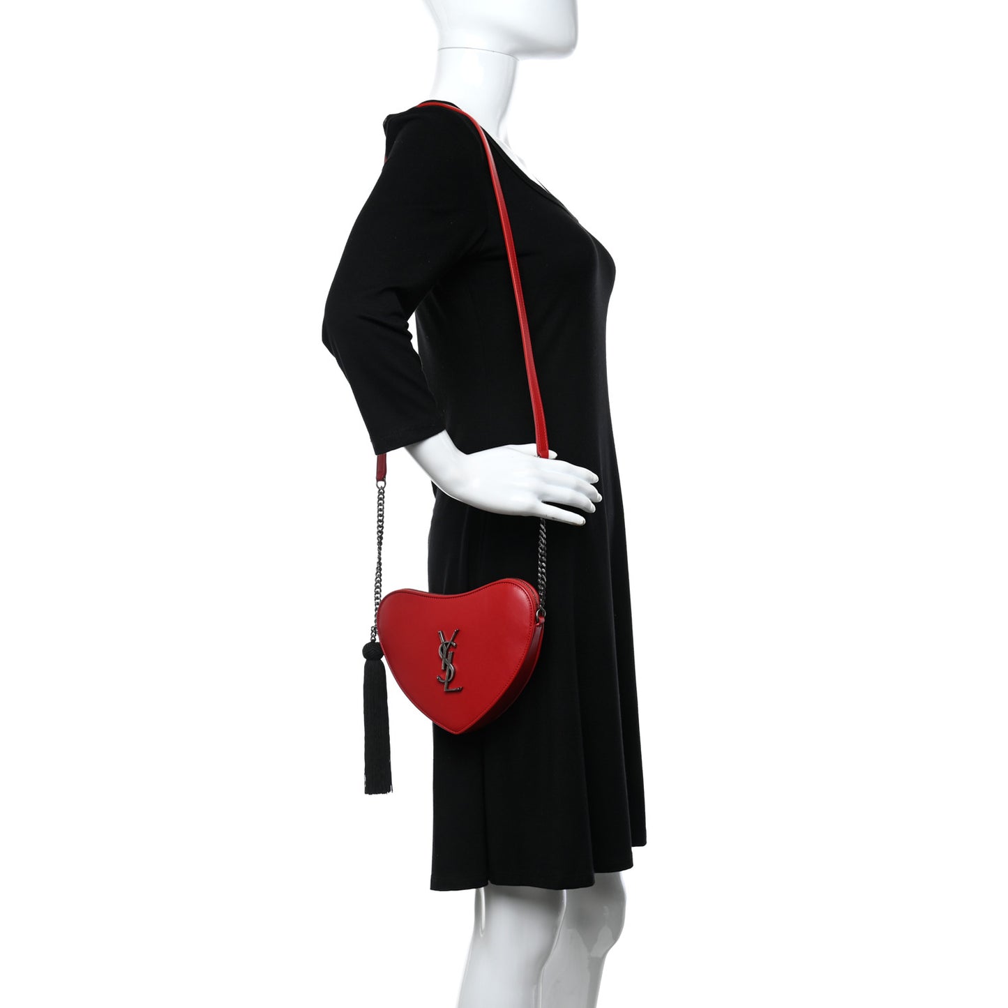 Calfskin Heart Monogram Crossbody Red