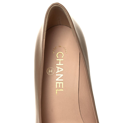 Chanel Lambskin Patent Cap Toe Pumps 37 Beige 7 of 8