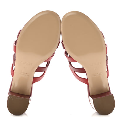 Hermes Calfskin Amica Sandals 38 Rouge Grenat Orange Solaire 6 of 9
