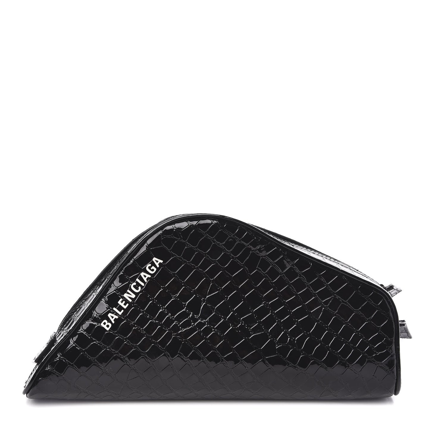 Calfskin Crocodile Embossed Clutch Black
