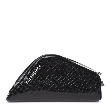 Balenciaga Calfskin Crocodile Embossed Clutch Black 1 of 7
