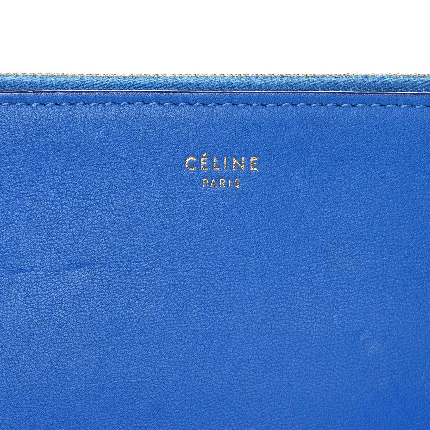 Lambskin Bi-Color Solo Clutch Pouch Bright Blue Peacock