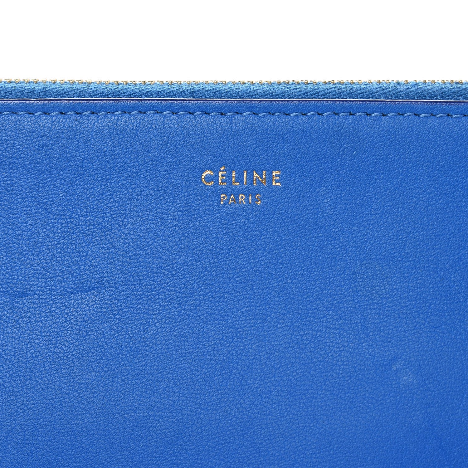 Celine Lambskin Bi-Color Solo Clutch Pouch Bright Blue Peacock 7 of 10
