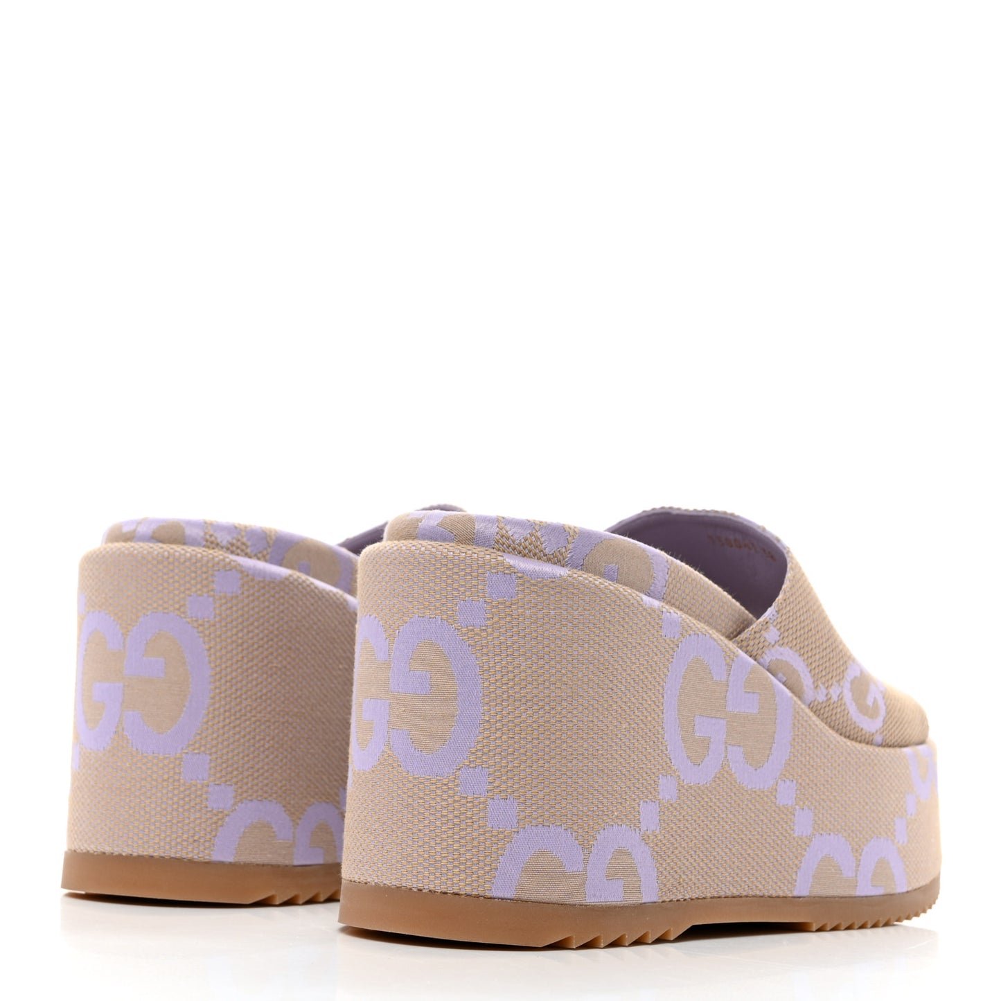 Monogram Jumbo GG Platform Slide Wedge Sandals 38 Beige Lapis