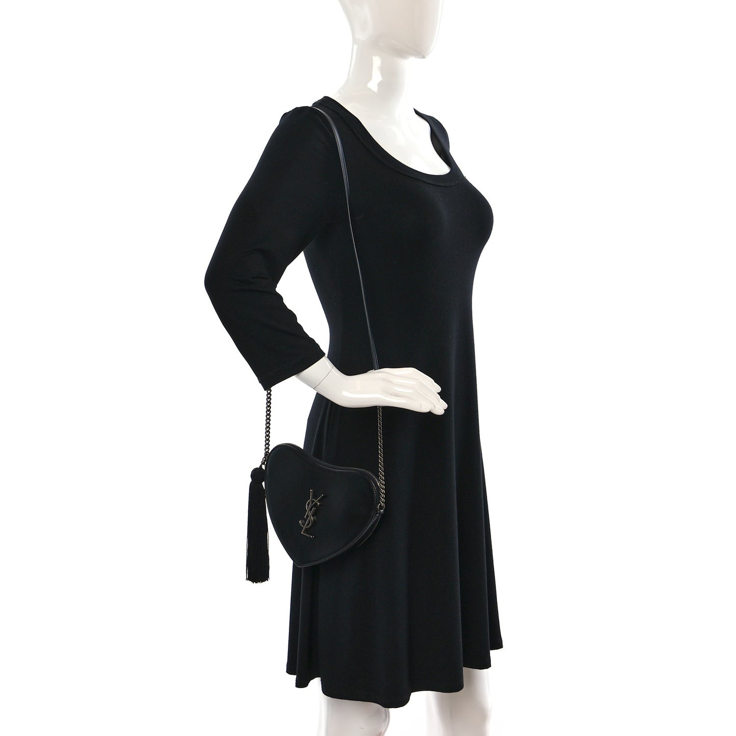 Calfskin Heart Monogram Crossbody Black