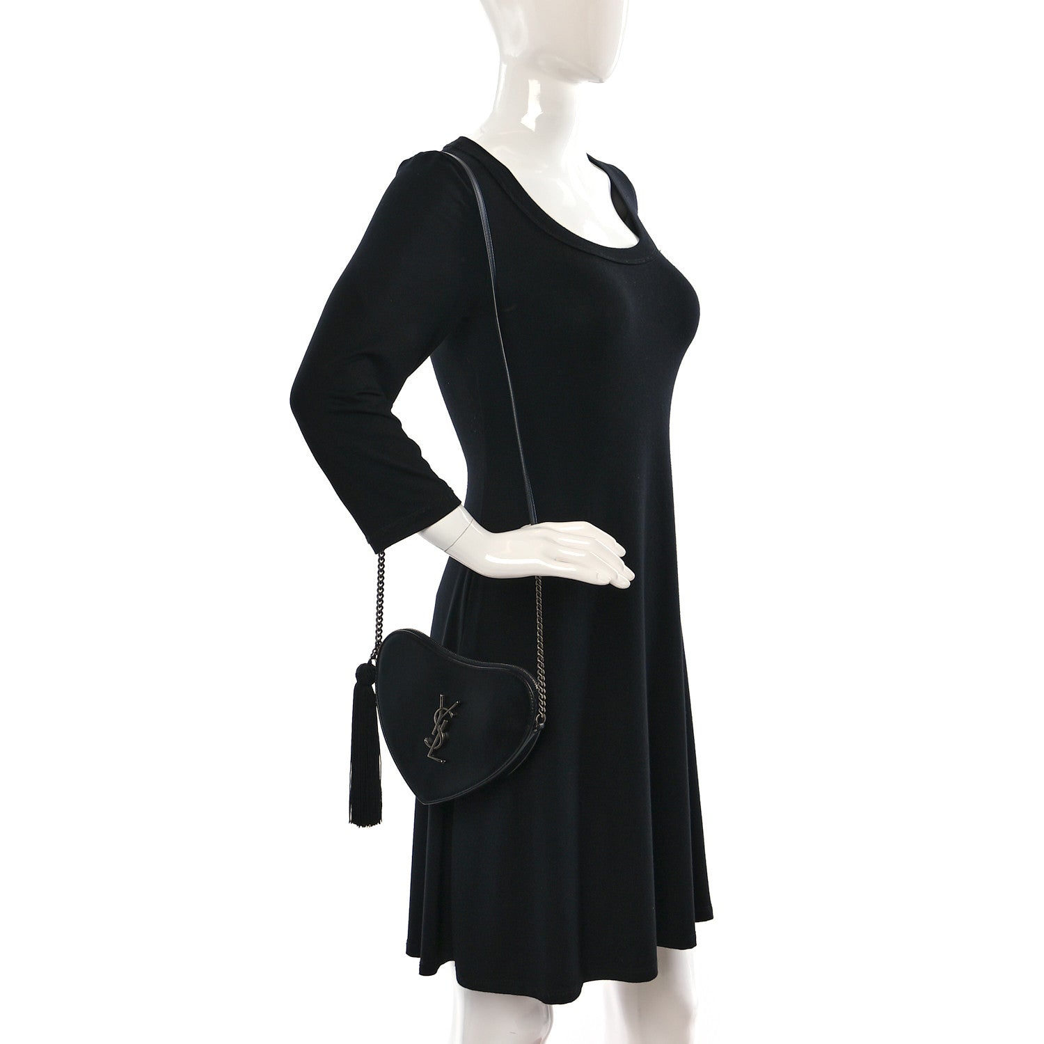 Saint Laurent Calfskin Heart Monogram Crossbody Black 3 of 12