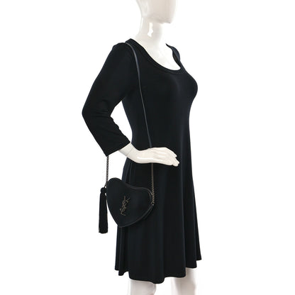 Saint Laurent Calfskin Heart Monogram Crossbody Black 3 of 12
