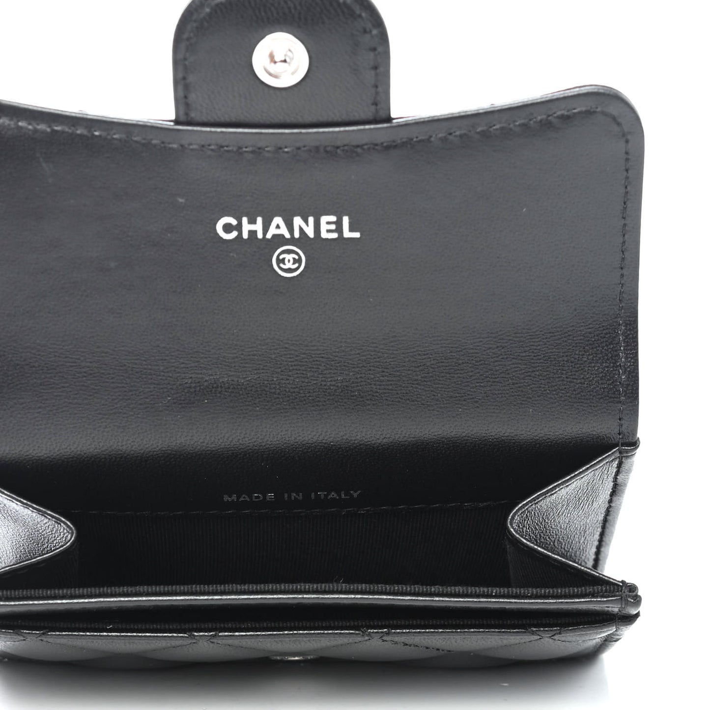 Lambskin Quilted Flap Card Holder Wallet So Black