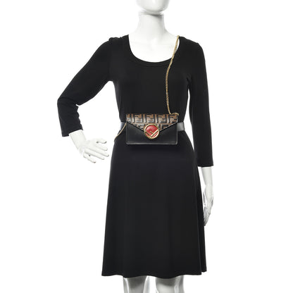 Fendi Vitello Liberty F is Fendi Bi-Color FF 1974 Embossed Envelope Belt Bag Maya Black 4 of 12
