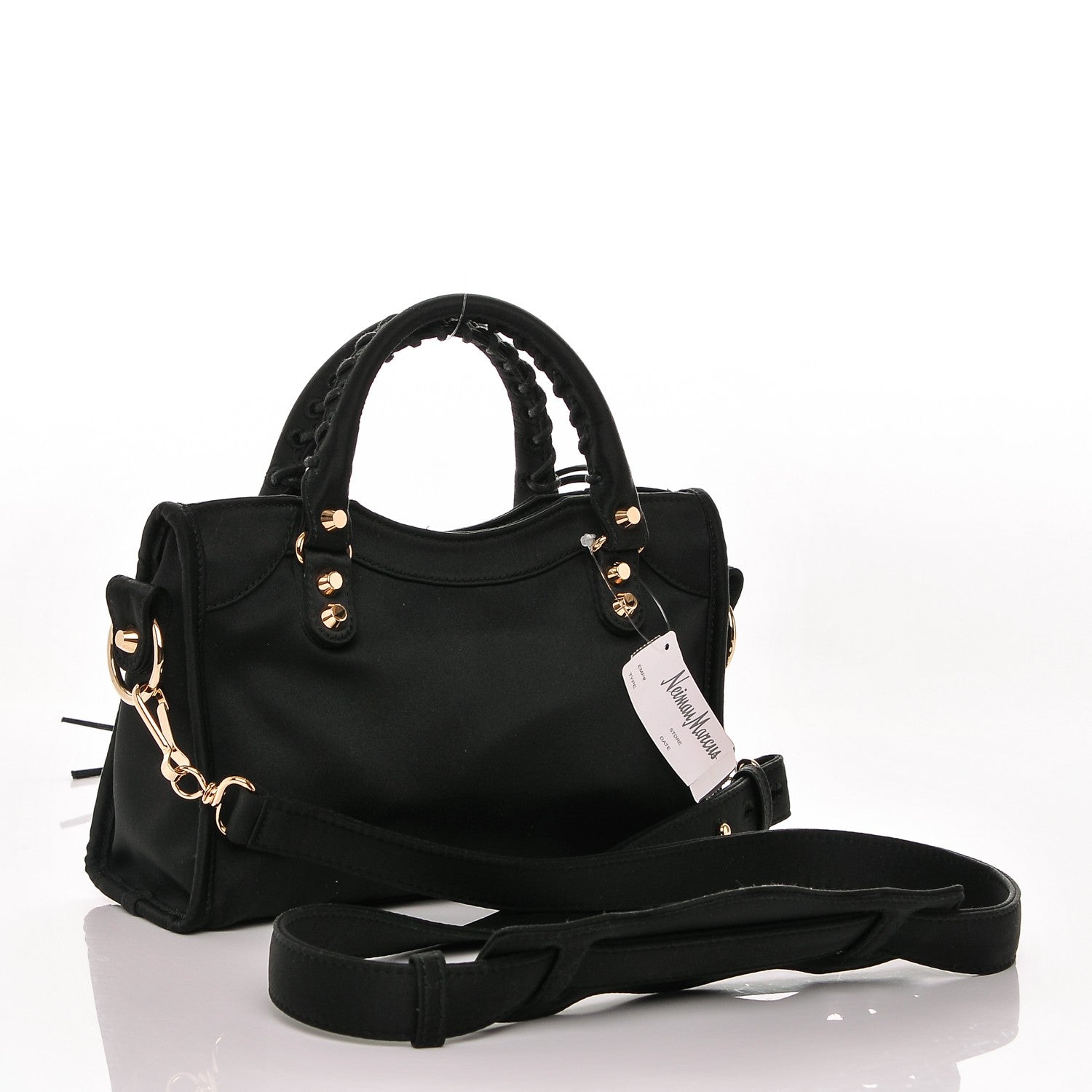 Balenciaga Satin Classic Gold Hardware Mini City Black 3 of 7
