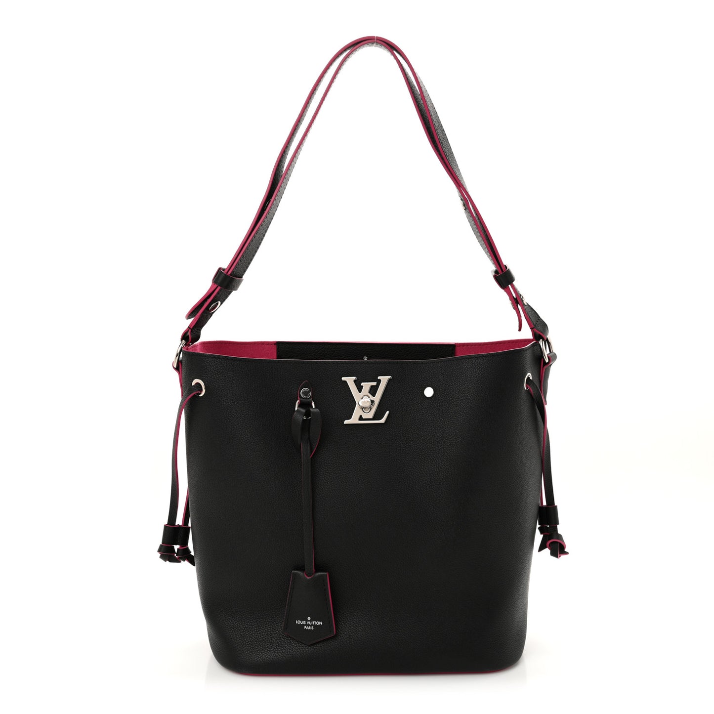 Calfskin Lockme Bucket Black