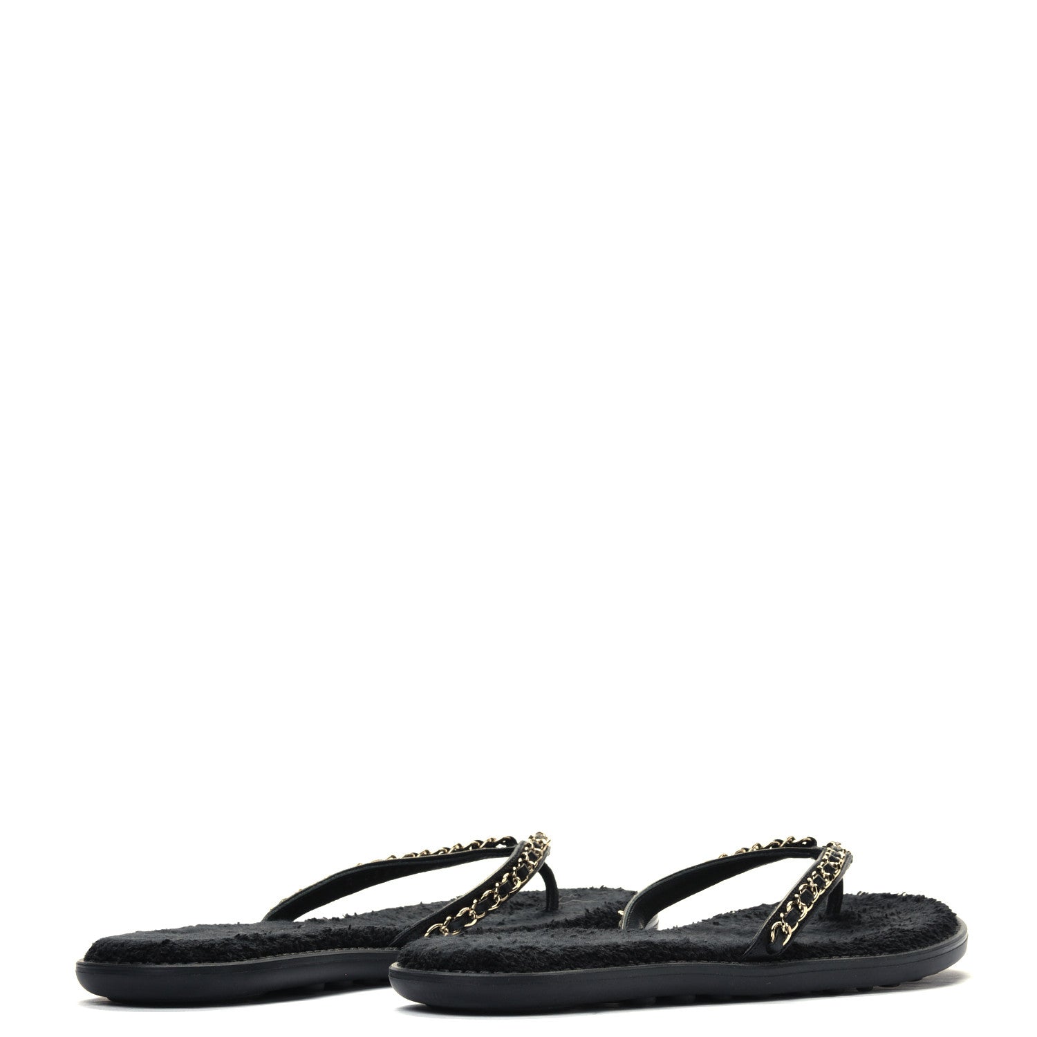 Chanel Lambskin CC Chain Thong Sandals 40 Black 3 of 4