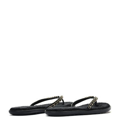 Chanel Lambskin CC Chain Thong Sandals 40 Black 3 of 4