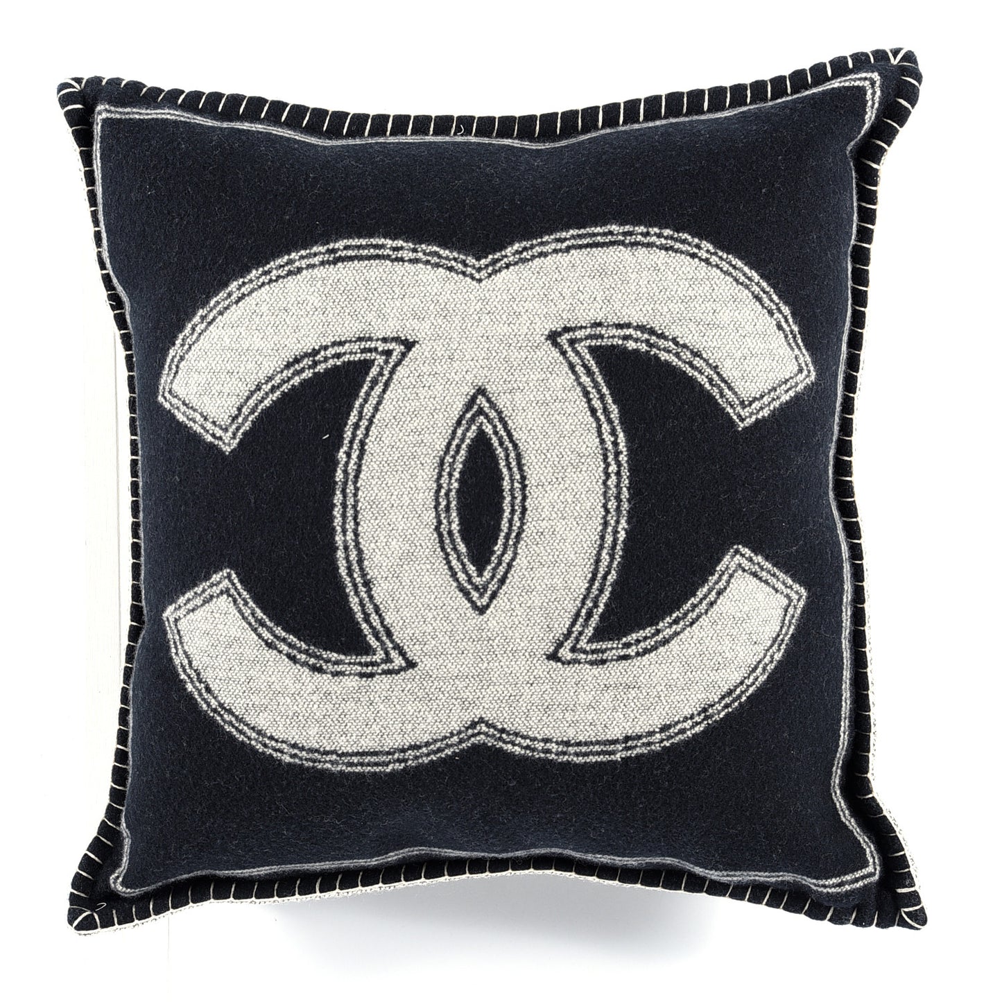 Merino Wool Cashmere CC Pillow Black Beige
