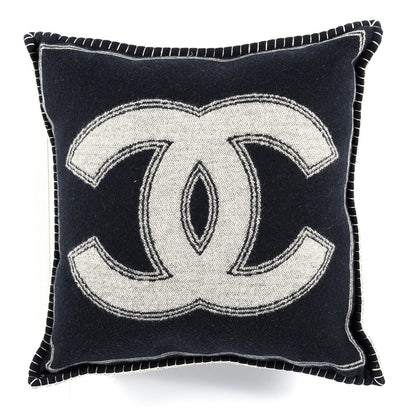 Chanel Merino Wool Cashmere CC Pillow Black Beige 2 of 3