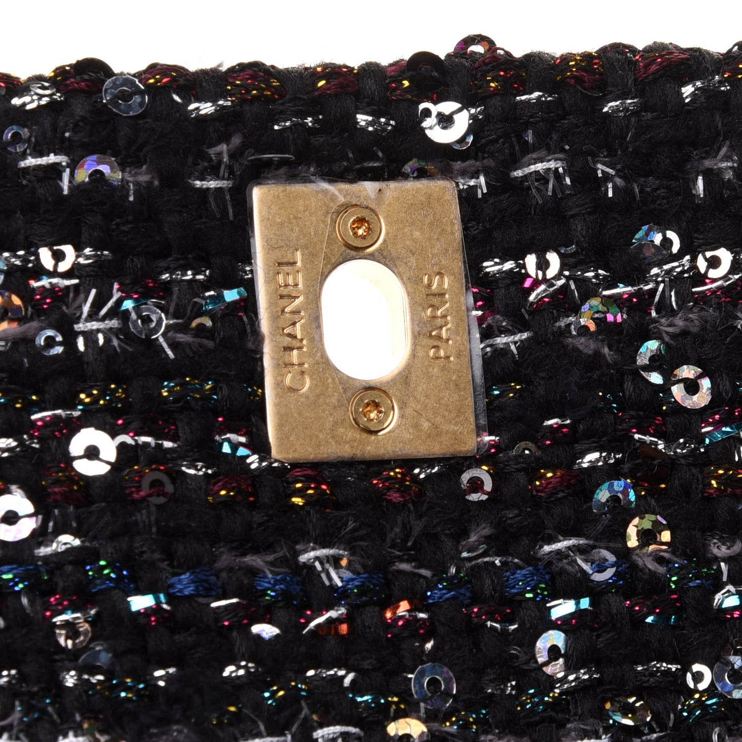 Tweed Sequin Mini Coco Handle Flap Black