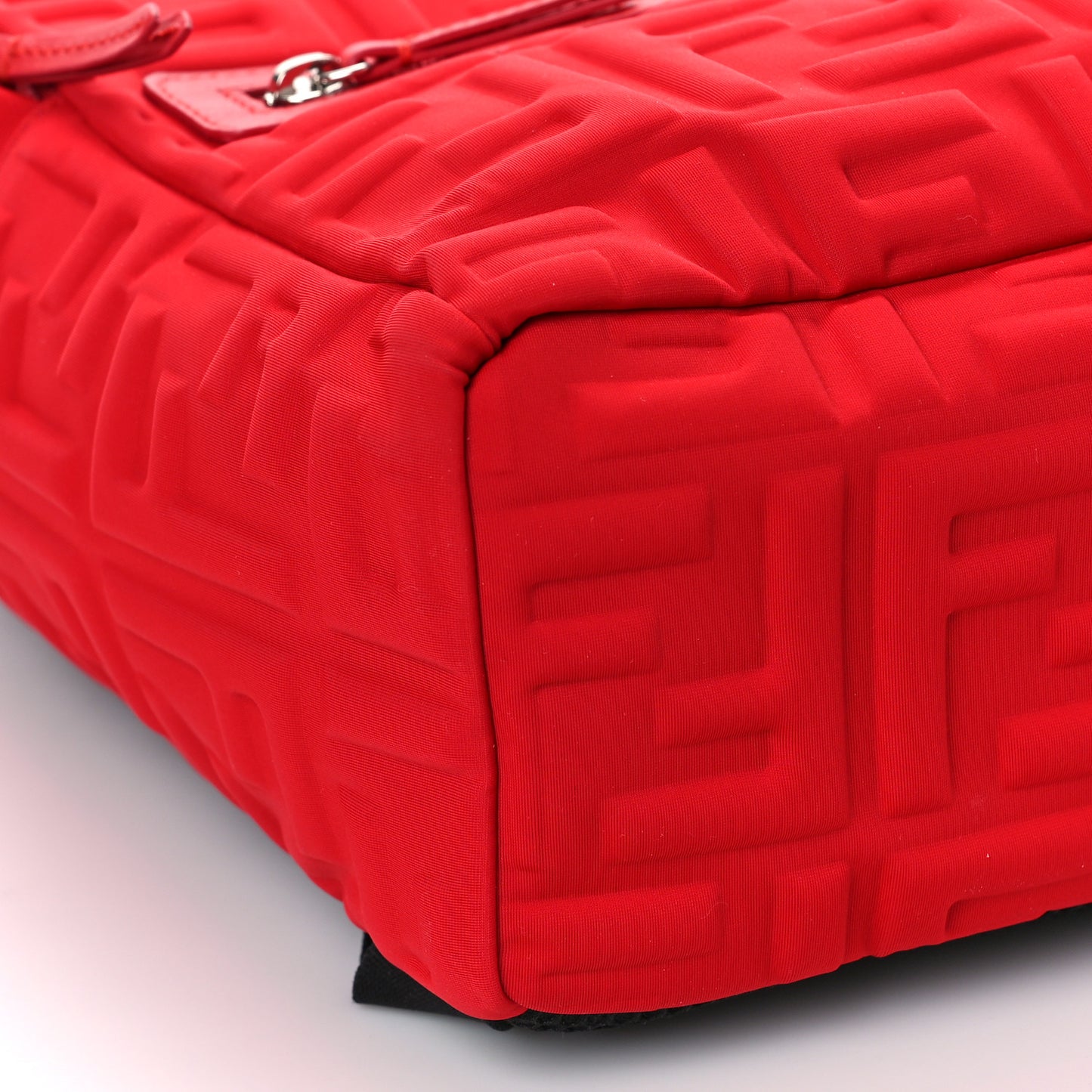Econyl Nylon Lycra Vitello Seta FF Embossed Kids Backpack Rosso Cardinale