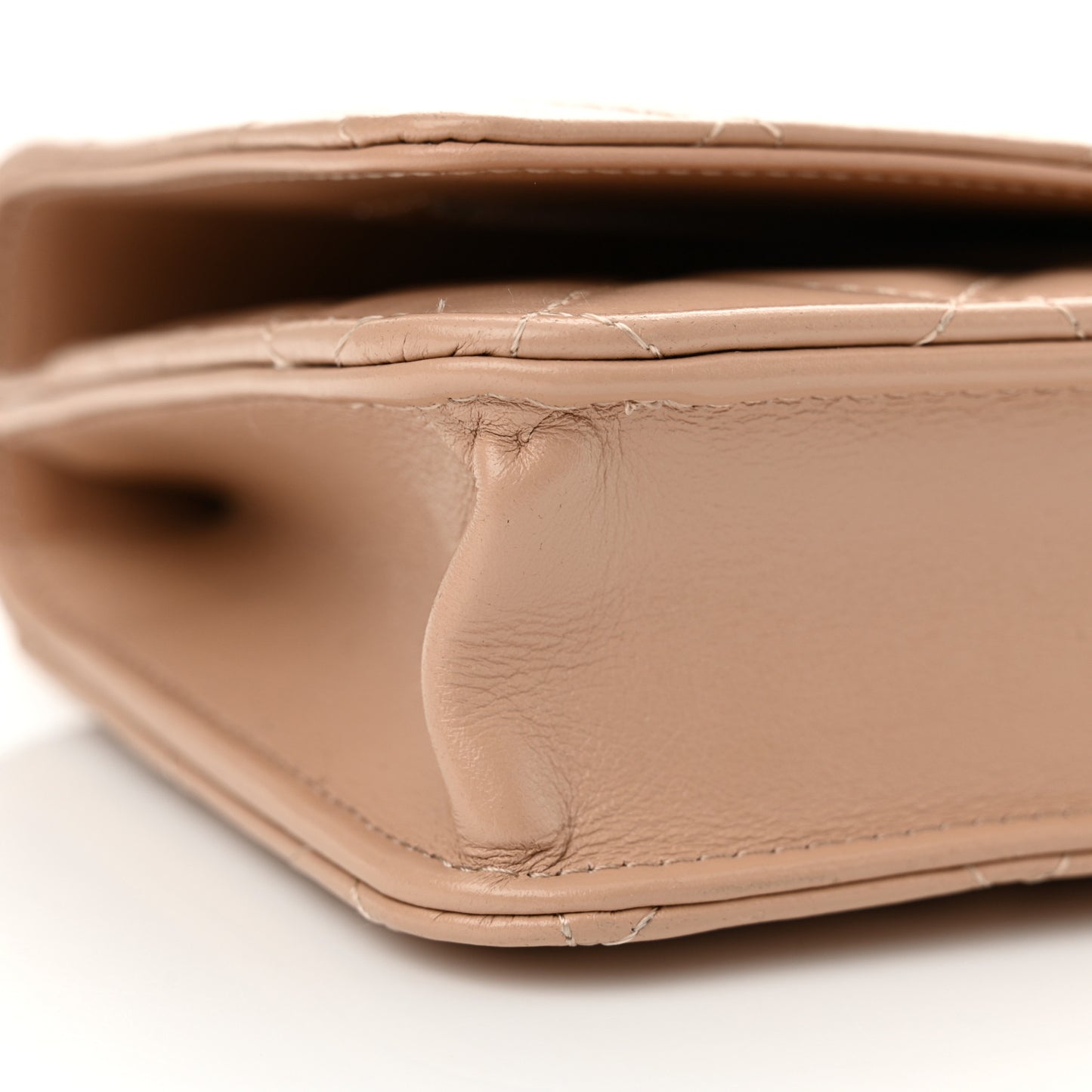 Calfskin Quilted Perfect Fit Wallet On Chain WOC Beige