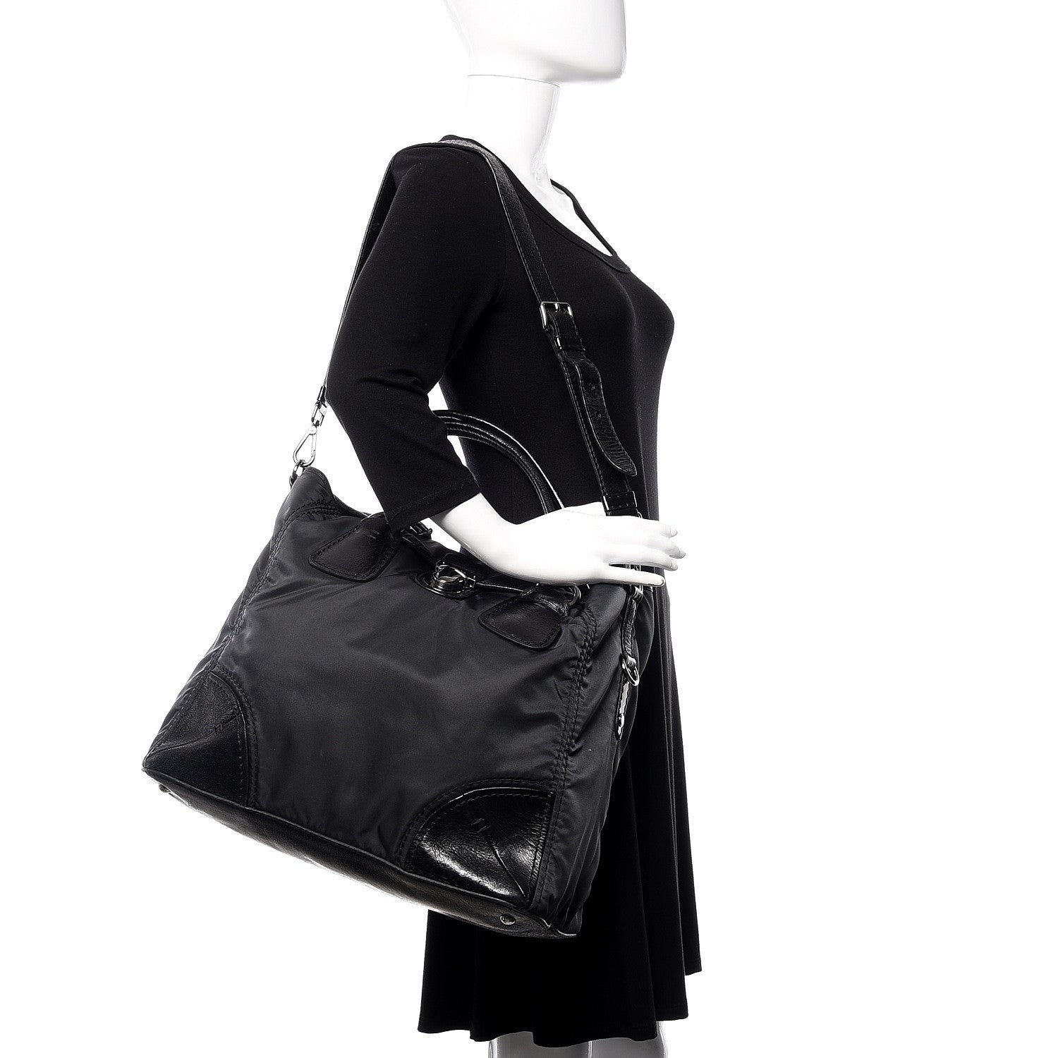 Prada Tessuto Nylon Vitello Shopping Tote Antracite 2 of 13
