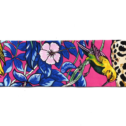 Hermes Silk Jungle Love Love Twilly Rose Vif Bleu Roy 3 of 4