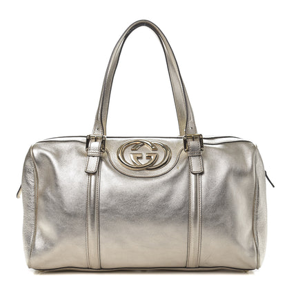 Gucci Metallic Calfskin Medium Britt Boston Gold 1 of 13