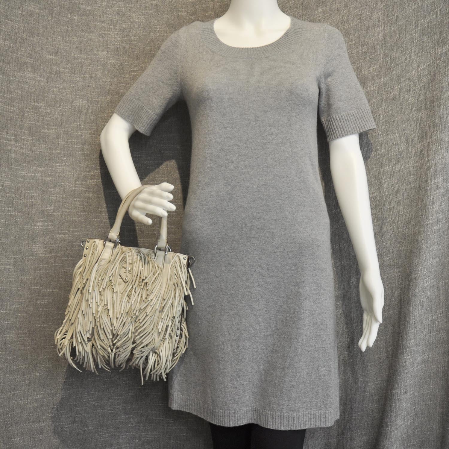 Prada Nappa Small Fringe Tote Cera 2 of 12