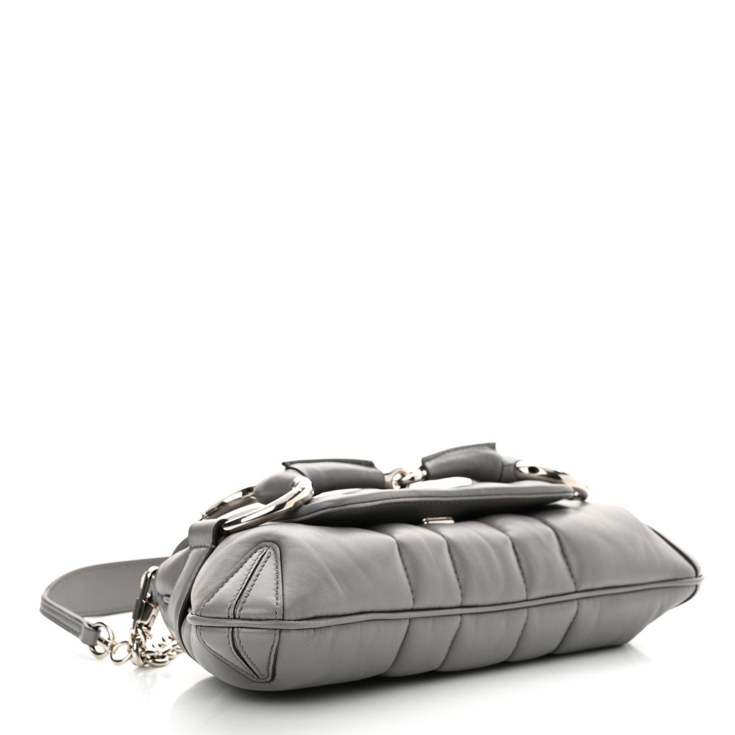 Nappa Vertical Matelasse Small Maxi Horsebit Chain Shoulder Bag Gray