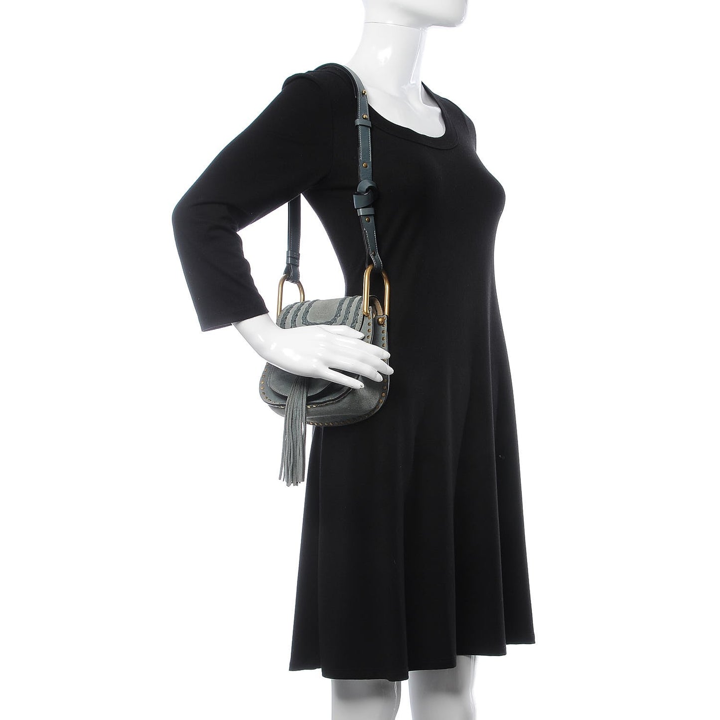 Suede Calfskin Braided Mini Hudson Shoulder Bag Cloudy Blue