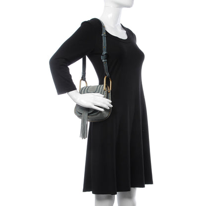 Chloe Suede Calfskin Braided Mini Hudson Shoulder Bag Cloudy Blue 2 of 7